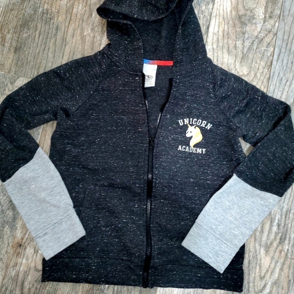 Girls L 10/12 - 2pc Hoodie set Unicorn Charocal - Picture 10 of 10
